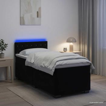 ARDEBO.de - Boxspringbett mit Matratze und LED Schwarz 80 x 200 cm Samt