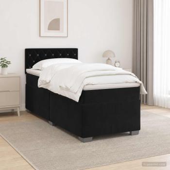 Boxspringbett mit Matratze und LED Schwarz 80 x 200 cm Samt