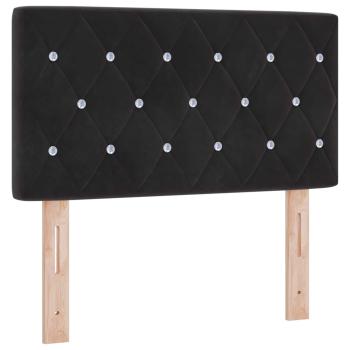Boxspringbett mit Matratze und LED Schwarz 80 x 200 cm Samt