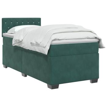 Boxspringbett mit Matratze und LED Dunkelgrün 80 x 200 cm Samt