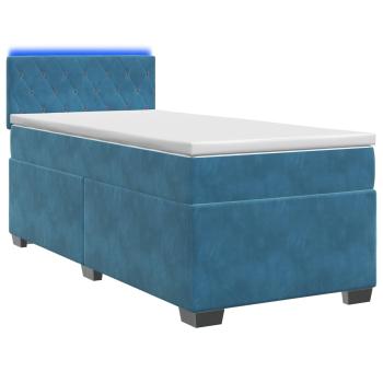 Boxspringbett mit Matratze und LED Blau 80 x 200 cm Samt