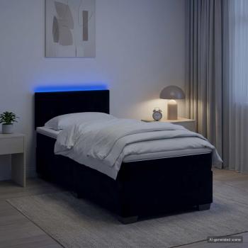 ARDEBO.de - Boxspringbett mit Matratze und LED Schwarz 80 x 200 cm Samt