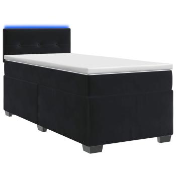 Boxspringbett mit Matratze und LED Schwarz 80 x 200 cm Samt