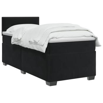 Boxspringbett mit Matratze und LED Schwarz 80 x 200 cm Samt