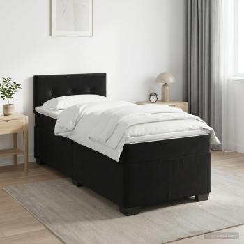 Boxspringbett mit Matratze und LED Schwarz 80 x 200 cm Samt