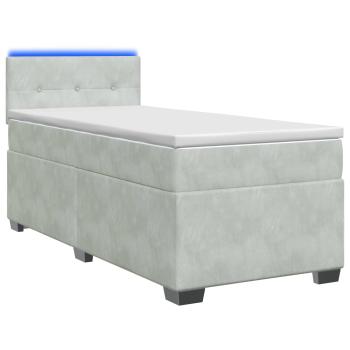 Boxspringbett mit Matratze und LED Hellgrau 90 x 190 cm Samt