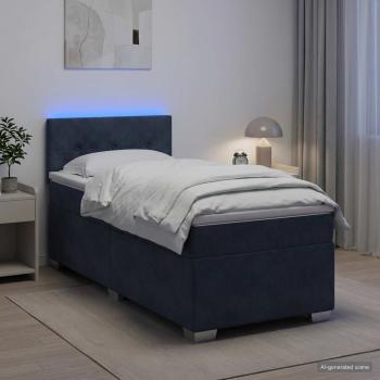ARDEBO.de - Boxspringbett mit Matratze und LED Dunkelgrau 90 x 190 cm Samt