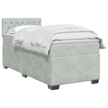 Boxspringbett mit Matratze und LED Hellgrau 90 x 200 cm Samt