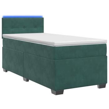 Boxspringbett mit Matratze und LED Dunkelgrün 90 x 200 cm Samt