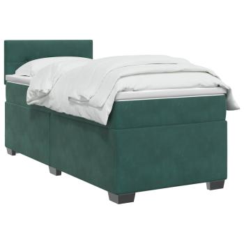 Boxspringbett mit Matratze und LED Dunkelgrün 90 x 200 cm Samt