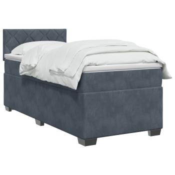 Boxspringbett mit Matratze und LED Dunkelgrau 90 x 200 cm Samt
