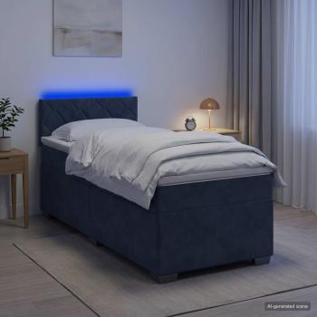 Boxspringbett mit Matratze und LED Dunkelgrau 90 x 200 cm Samt
