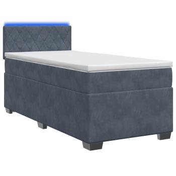 Boxspringbett mit Matratze und LED Dunkelgrau 100 x 200 cm Samt