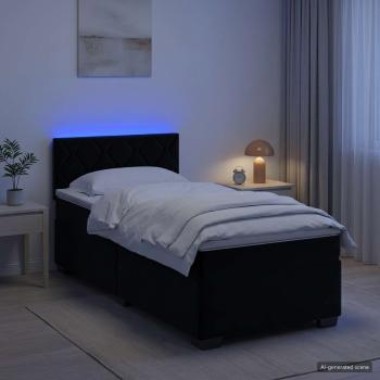 ARDEBO.de - Boxspringbett mit Matratze und LED Schwarz 100 x 200 cm Samt