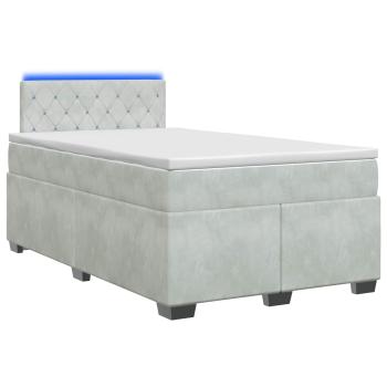 Boxspringbett mit Matratze und LED Hellgrau 120 x 190 cm Samt