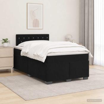 ARDEBO.de - Boxspringbett mit Matratze und LED Schwarz 120 x 190 cm Samt