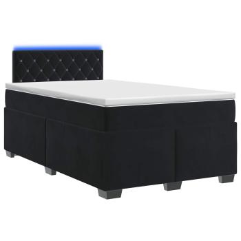 Boxspringbett mit Matratze und LED Schwarz 120 x 190 cm Samt