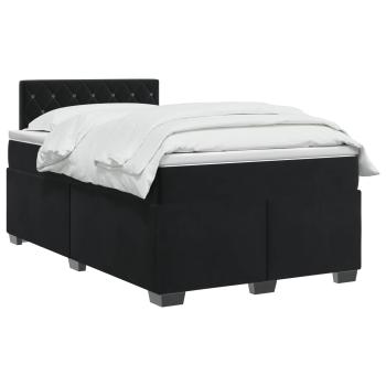 Boxspringbett mit Matratze und LED Schwarz 120 x 190 cm Samt