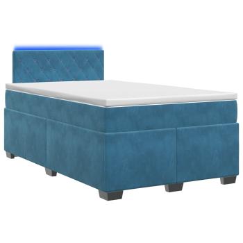 Boxspringbett mit Matratze und LED Blau 120 x 190 cm Samt