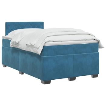 Boxspringbett mit Matratze und LED Blau 120 x 190 cm Samt