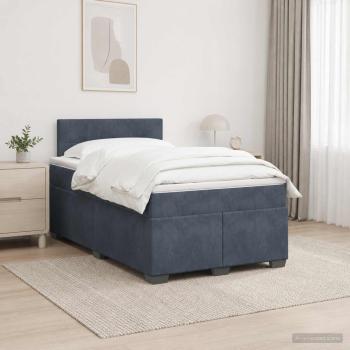 Boxspringbett mit Matratze und LED Dunkelgrau 120 x 190 cm Samt