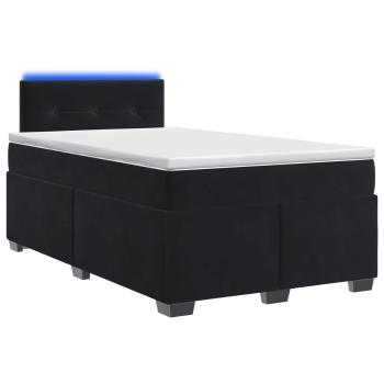 Boxspringbett mit Matratze und LED Schwarz 120 x 190 cm Samt