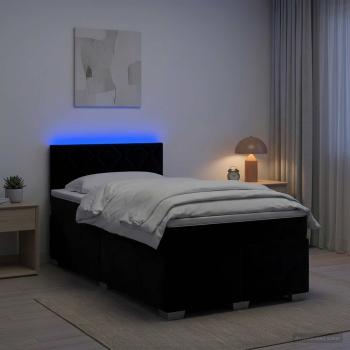ARDEBO.de - Boxspringbett mit Matratze und LED Schwarz 120 x 190 cm Samt