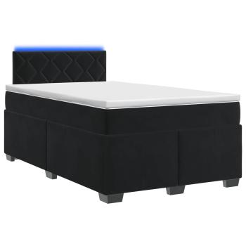 Boxspringbett mit Matratze und LED Schwarz 120 x 190 cm Samt