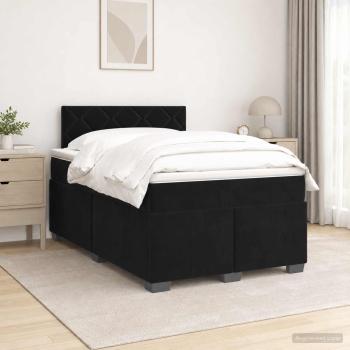 Boxspringbett mit Matratze und LED Schwarz 120 x 190 cm Samt