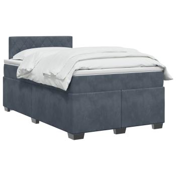 Boxspringbett mit Matratze und LED Dunkelgrau 120 x 200 cm Samt