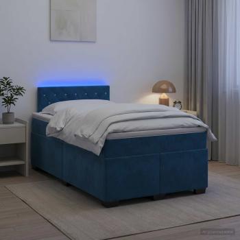 Boxspringbett mit Matratze und LED Blau 120 x 200 cm Samt