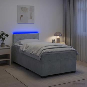 Boxspringbett mit Matratze und LED Hellgrau 120 x 200 cm Samt