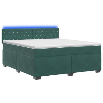 Boxspringbett mit Matratze und LED Dunkelgrün 140 x 190 cm Samt