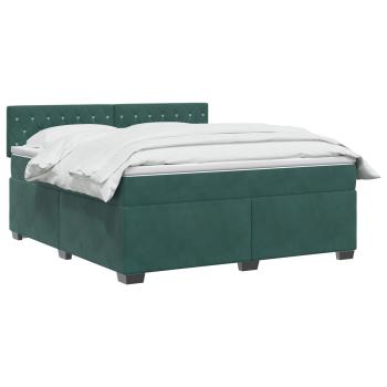 Boxspringbett mit Matratze und LED Dunkelgrün 140 x 190 cm Samt
