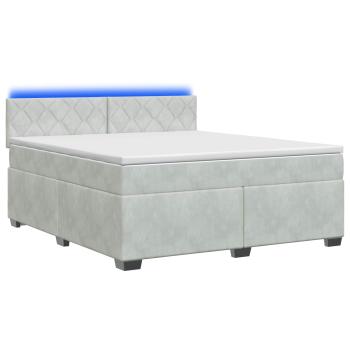 Boxspringbett mit Matratze und LED Hellgrau 140 x 190 cm Samt