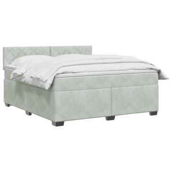 Boxspringbett mit Matratze und LED Hellgrau 140 x 190 cm Samt