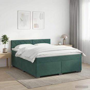 ARDEBO.de - Boxspringbett mit Matratze und LED Dunkelgrün 140 x 190 cm Samt