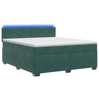 Boxspringbett mit Matratze und LED Dunkelgrün 140 x 190 cm Samt