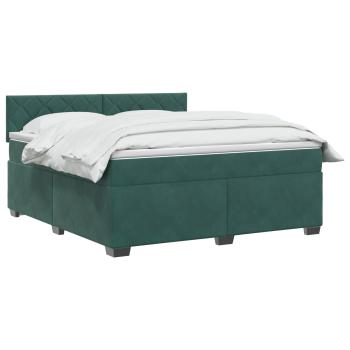 Boxspringbett mit Matratze und LED Dunkelgrün 140 x 190 cm Samt