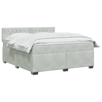 Boxspringbett mit Matratze und LED Hellgrau 140 x 200 cm Samt