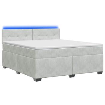 Boxspringbett mit Matratze und LED Hellgrau 140 x 200 cm Samt