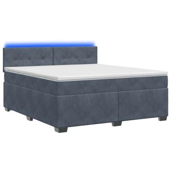 Boxspringbett mit Matratze und LED Dunkelgrau 140 x 200 cm Samt