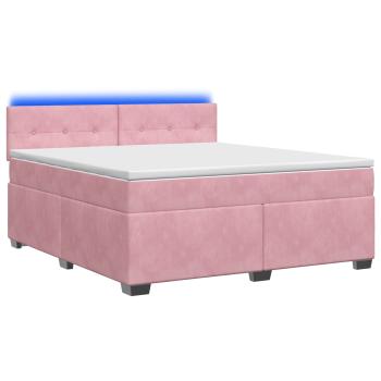 Boxspringbett mit Matratze und LED Rosa 140 x 200 cm Samt