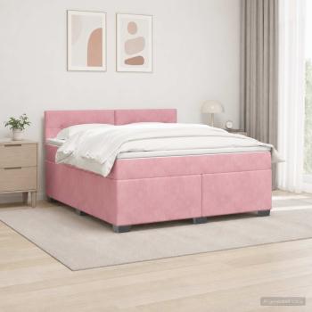 Boxspringbett mit Matratze und LED Rosa 140 x 200 cm Samt