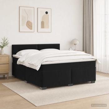 ARDEBO.de - Boxspringbett mit Matratze und LED Schwarz 180 x 200 cm Samt