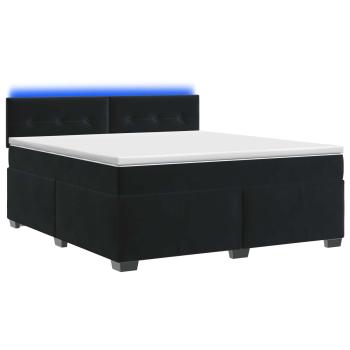 Boxspringbett mit Matratze und LED Schwarz 180 x 200 cm Samt