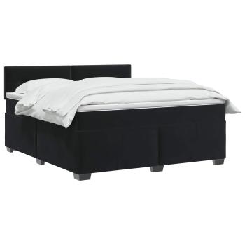 Boxspringbett mit Matratze und LED Schwarz 180 x 200 cm Samt
