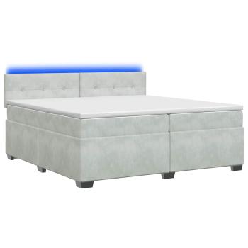 Boxspringbett mit Matratze und LED Hellgrau 200 x 200 cm Samt