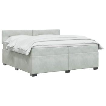 Boxspringbett mit Matratze und LED Hellgrau 200 x 200 cm Samt