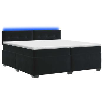 Boxspringbett mit Matratze und LED Schwarz 200 x 200 cm Samt